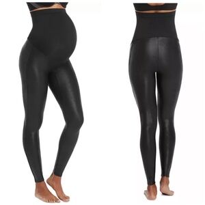 Spanx Mama Maternity Faux Leather Leggings Black Size Small